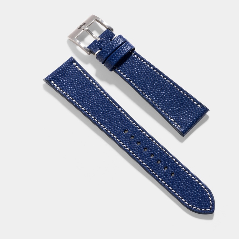 Pebbled Dark Blue Leather Watch Strap