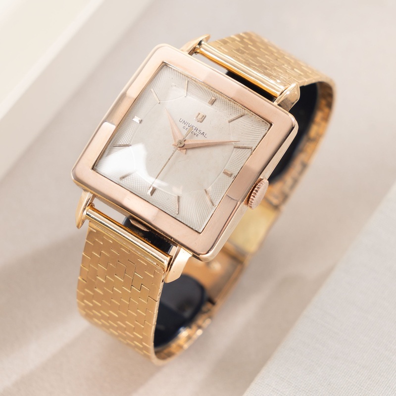 Universal Genve Cioccolatone 18k Rose Gold Oversized Dress-watch with unique Guilloch Dial on Brick Style Bracelet ref. 10228 2
