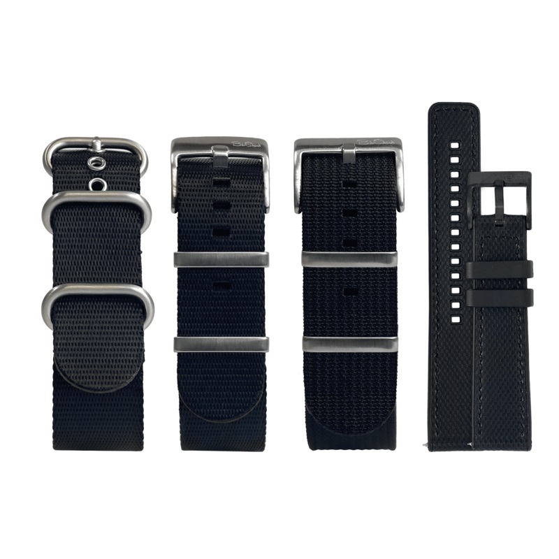 Black Bundle – 4-Pack Bundle Of Essential Black Watch Straps A3 Mike Midnight – AS Black – RSP Black – LR Black