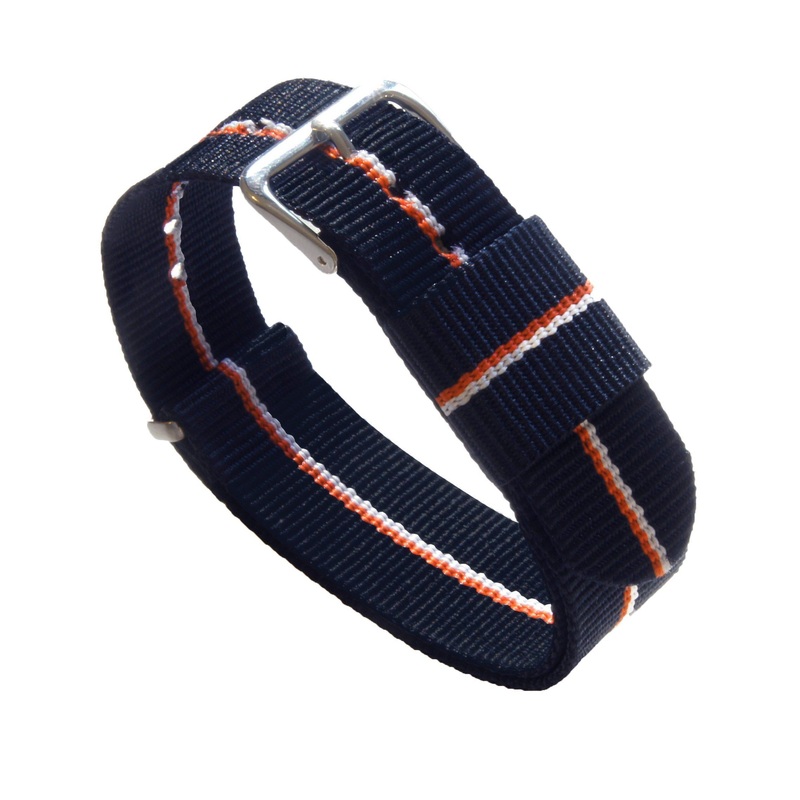 Navy Pumpkin Ivory Nylon NATO style Watch Band (24mm SALE)