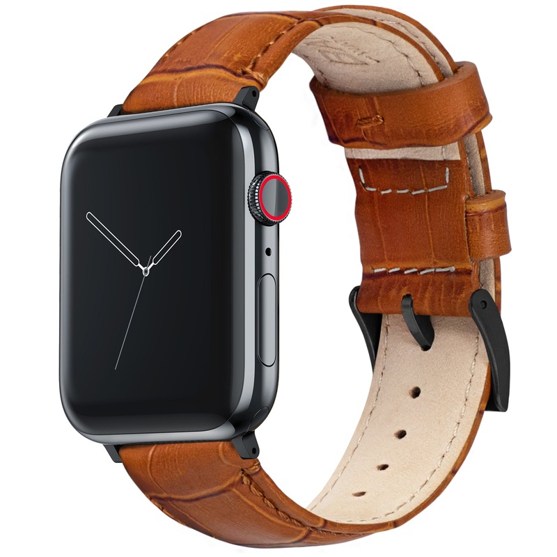Apple Watch Toffee Brown Alligator Grain Leather Watch Band