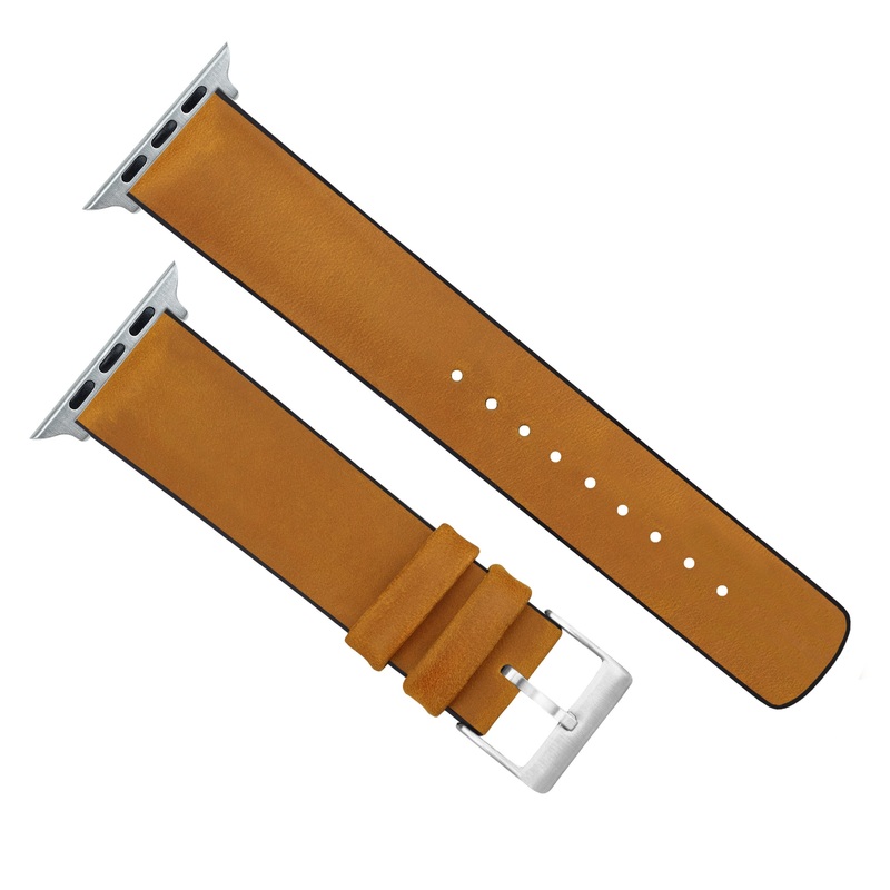 Apple Watch Cedar Brown Leather And Rubber Hybrid Watch Band
