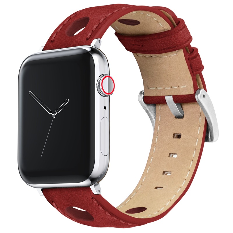 Apple Watch Crimson Red Rally Horween Leather Watch Band