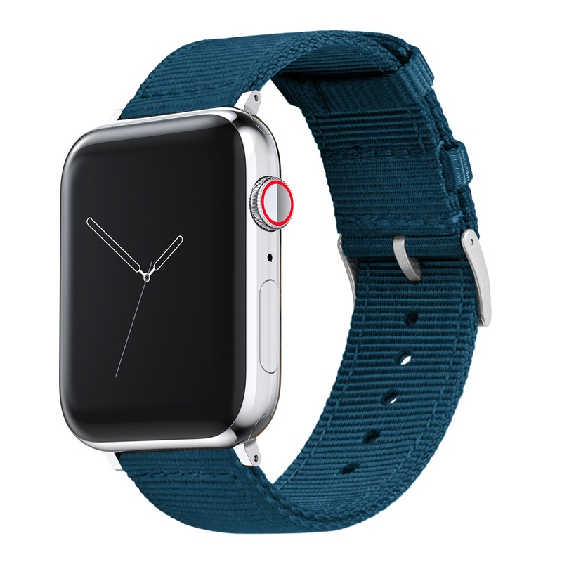 Apple Watch Two Piece NATO style Steel Blue Watch Band