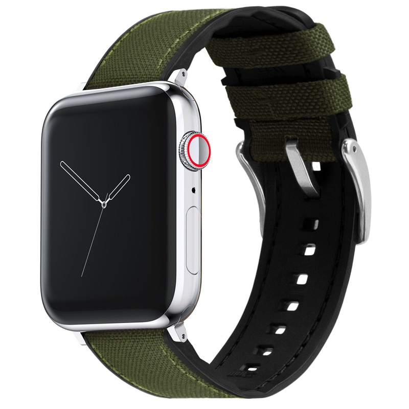 Apple Watch Army Green Cordura Fabric And Silicone Hybrid Watch Band