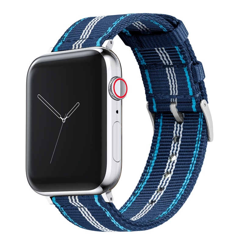 Apple Watch Two Piece NATO style Navy Aqua Blue Watch Band