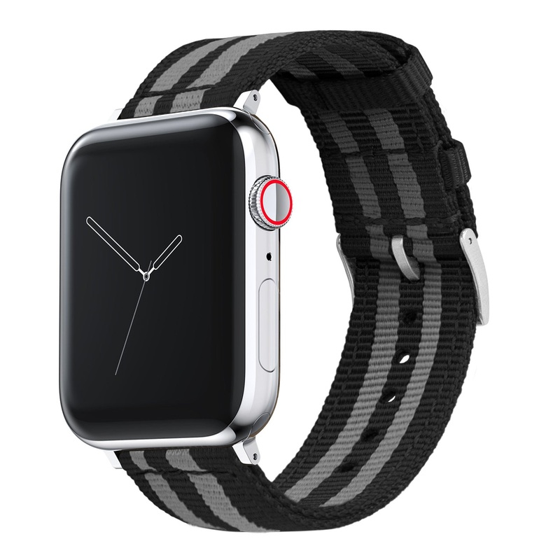 Apple Watch Two Piece NATO style Smoke Black Bond Watch Band