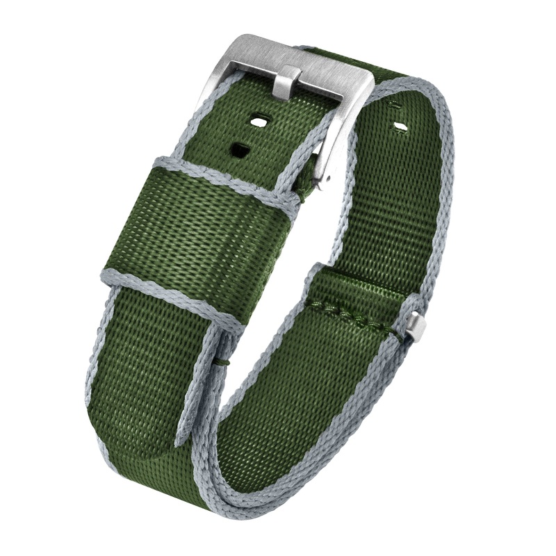 Green With Grey Edges Elite Nylon NATO style Watch Band