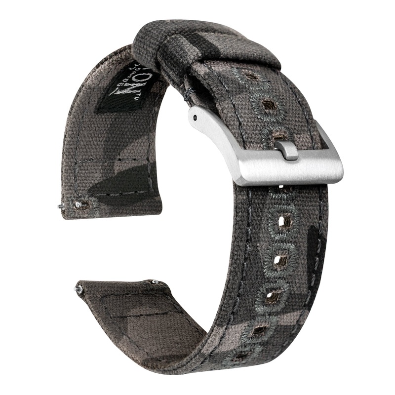 Grey Camouflage Crafted Canvas Watch Band – 20mm, 22mm, 24mm (SALE)