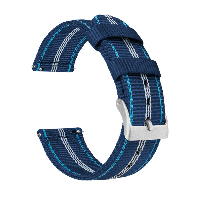Navy Aqua Blue Two Piece NATO style Watch Band (18mm SALE)