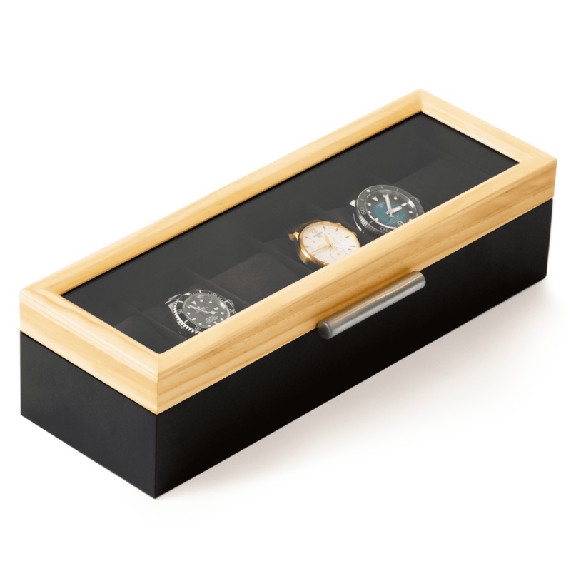 Pine Two-Toned Watch Box – 6 Slot