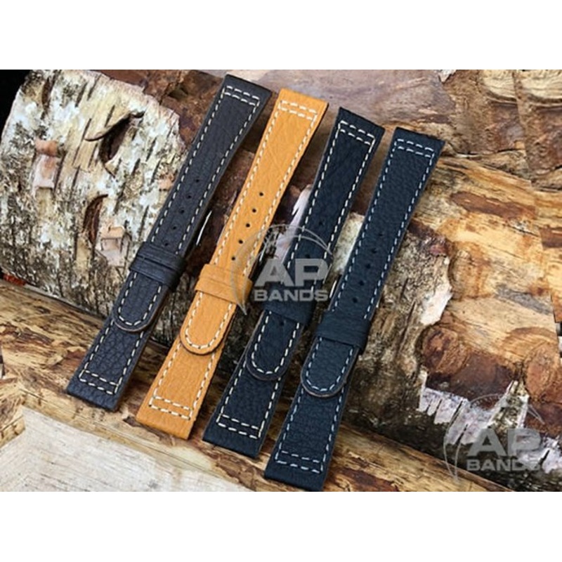 ALT Black Leather Strap For Rolex Watches 20mm Black