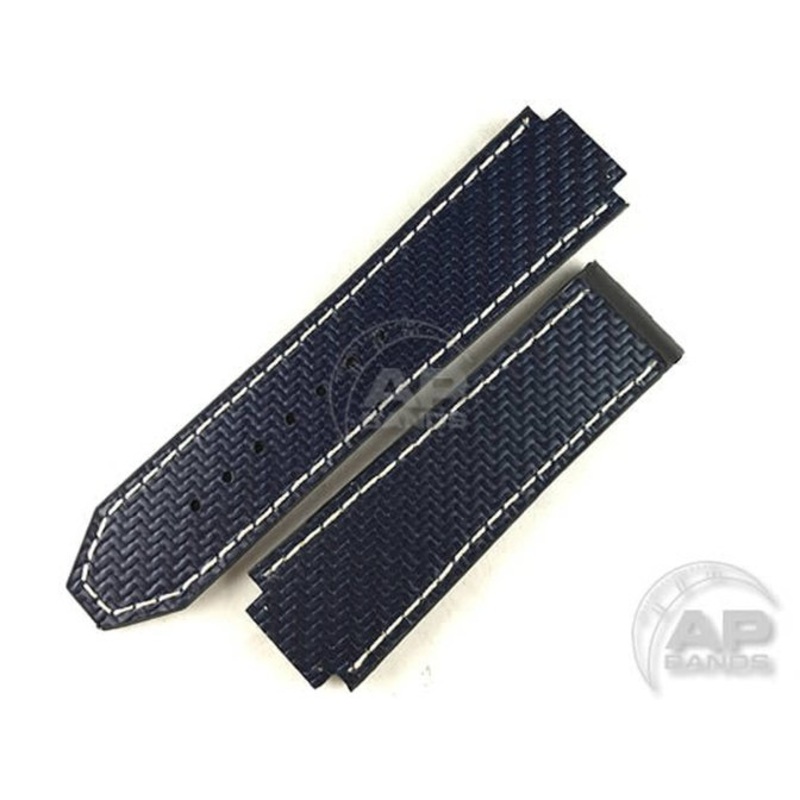 AP Bands 100% Genuine Blue Carbon Fiber Strap For Hublot Big Bang 44mm Blue