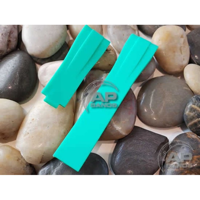 AP Bands 20mm Curved End SeaFoam Rubber Strap For Rolex Watches Seafoam