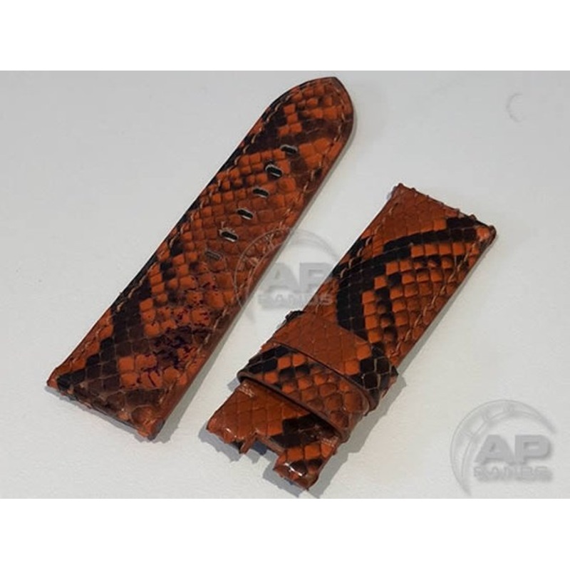 AP Bands Open Box 18 Orange Python Leather For Panerai 24mm Deployant Watches Orange