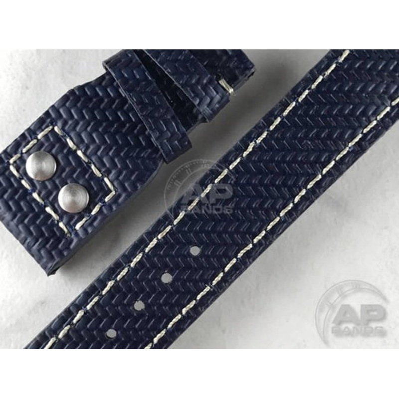 AP Bands 100% Genuine Blue Carbon Fiber Strap For IWC Big Pilot, Perpetual Calendar, B-Uhr Blue