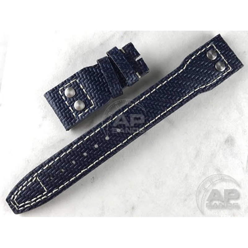 AP Bands 100% Genuine Blue Carbon Fiber Strap For IWC Big Pilot, Perpetual Calendar, B-Uhr Blue