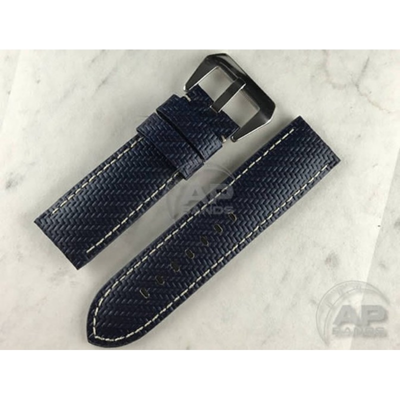AP Bands 100% Genuine Blue Carbon Fiber Strap For Panerai Watches 44mm Blue