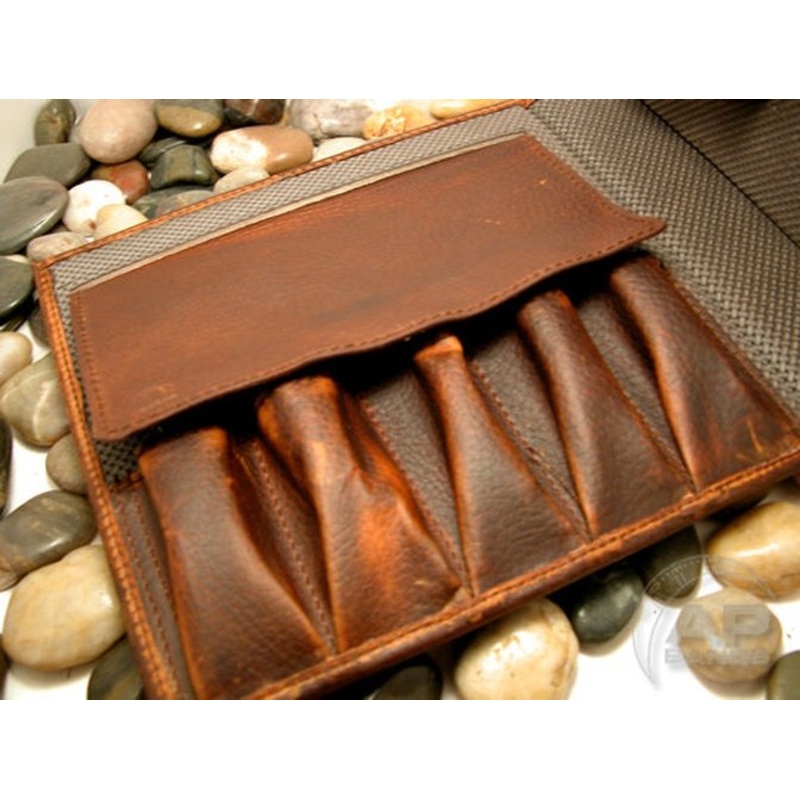 AP Bands Strap and Tool Carrying Storage Case In Oil Pull Up Brown Leather Brown