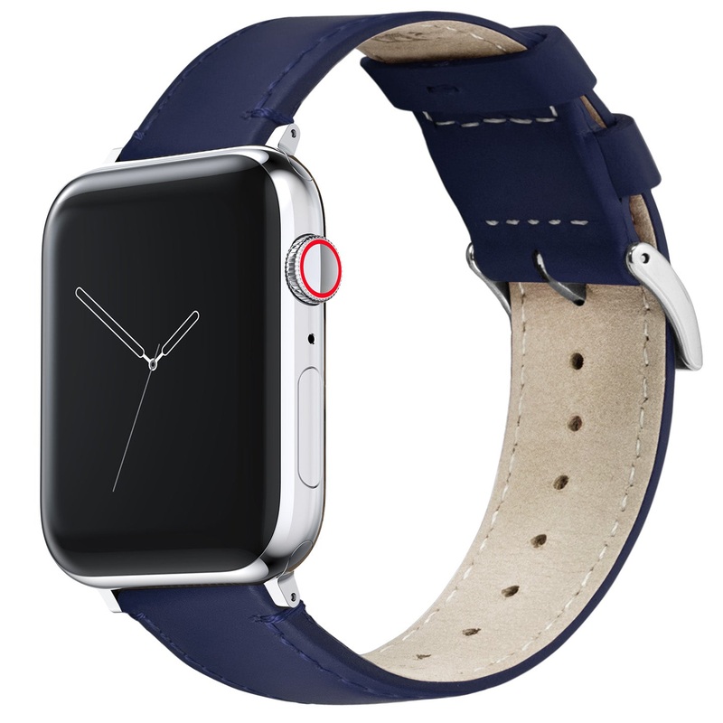Apple Watch Navy Blue Leather Stitching Watch Band