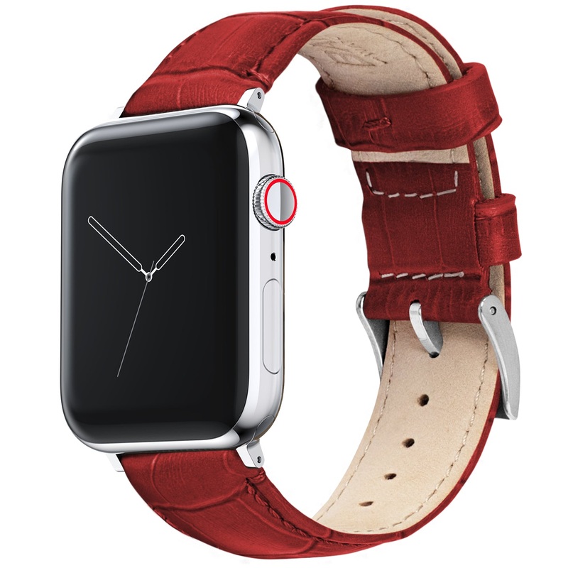 Apple Watch Red Alligator Grain Leather Watch Band