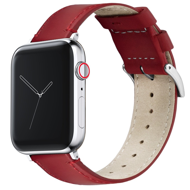 Apple Watch Red Leather Stitching Watch Band