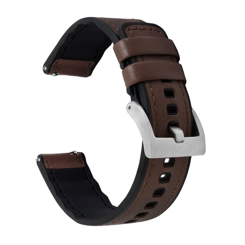Descent G2 & G1 – Water Resistant Leather & Silicone Base Dark Brown Watch Band