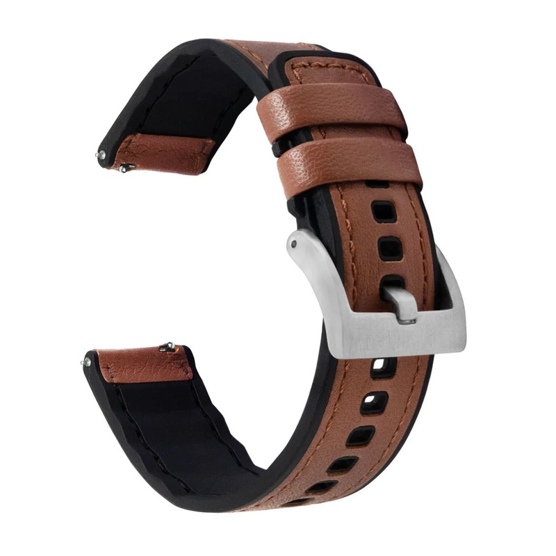 Garmin vvoactive 5, 6, Trend, Sport – Water Resistant Leather & Silicone Base Light Brown Watch Band