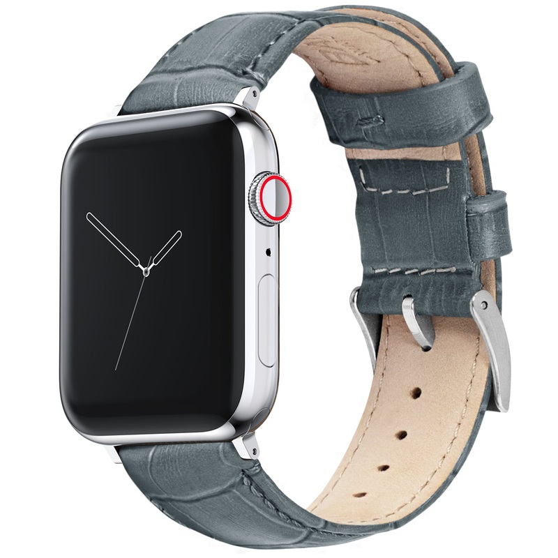 Apple Watch Smoke Grey Alligator Grain Leather Watch Band