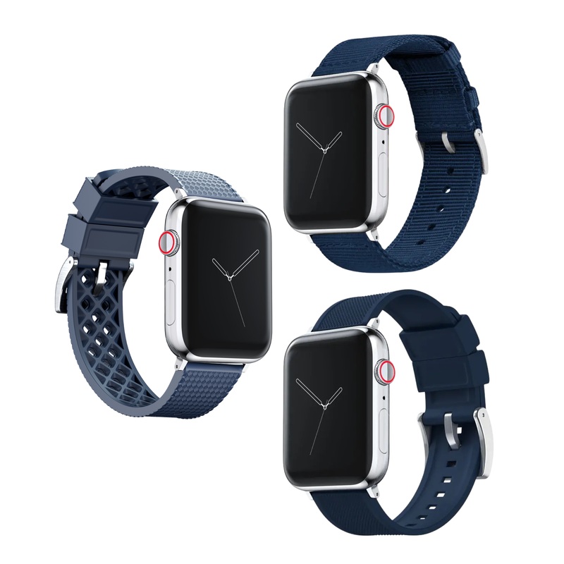Elite Diver Navy Blue Apple Watch Strap Bundle | 3 Watch Bands