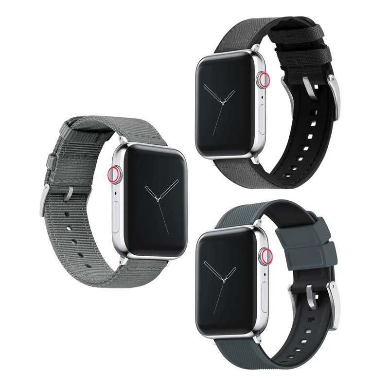 Elite Diver Smoke Grey Apple Watch Strap Bundle | 3 Watch Bands