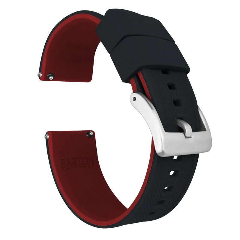 Garmin vvoactive 5, 6, Trend, Sport – Elite Silicone Black Top & Crimson Red Bottom Watch Band