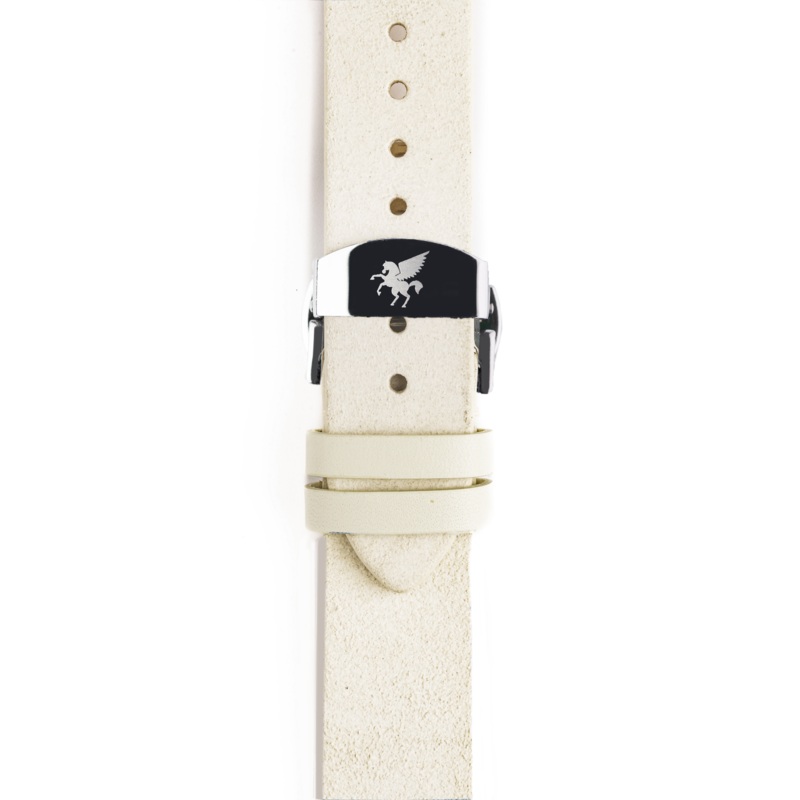 Ivory White Italian Suede Leather Strap w/ Butterfly Buckle