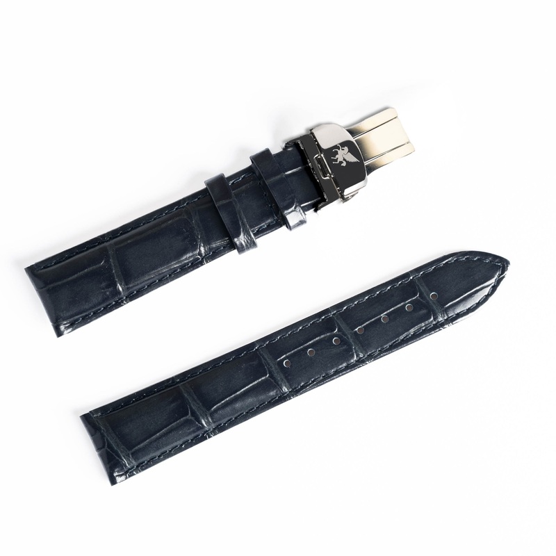 Royal Blue Crocodile Pattern Leather Strap