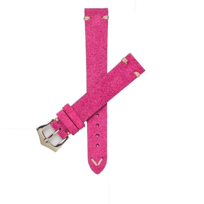 Fuchsia Suede Vintage Leather Watch Strap Fuchsia