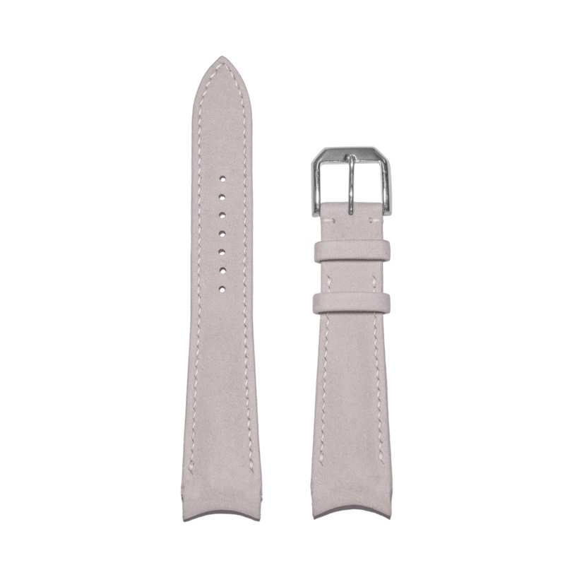 Handmade Rembord Folded Edge Nubuck Leather Strap – Integrated Fit Light Gray (Tan Lining)