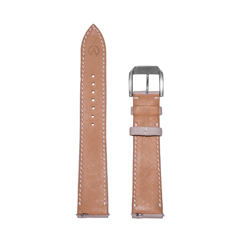 Handmade Rembord Folded Edge Nubuck Leather Strap – Universal Fit Light Gray (Tan Lining)