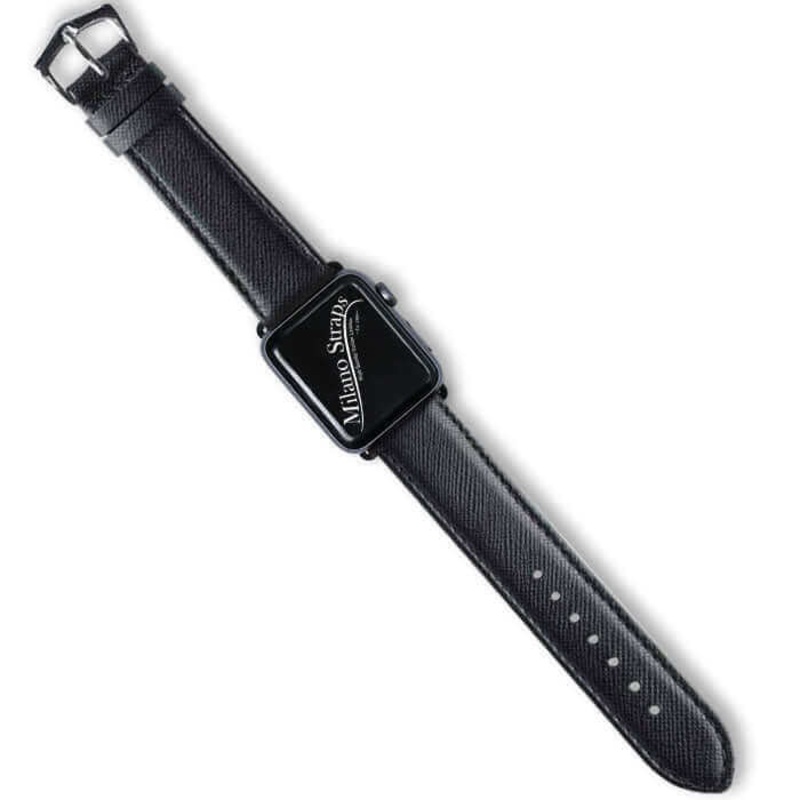 Apple Watch Leather Band  Black Saffiano Tone Stitches