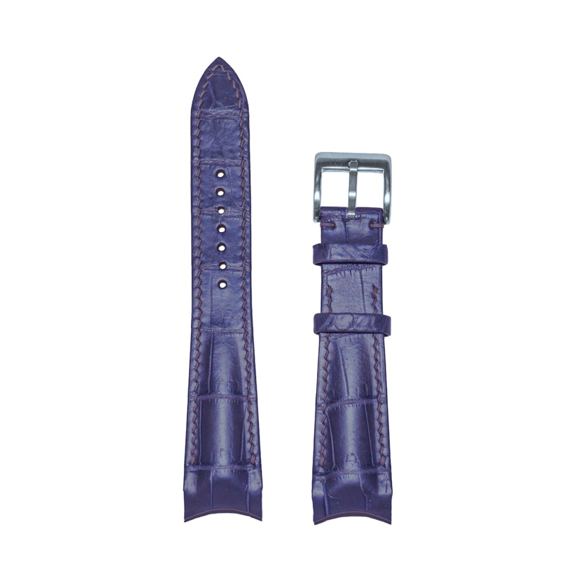Handmade Rembord Folded Edge Alligator Belly Leather Strap – Integrated Fit Marine Blue (Tan Lining)