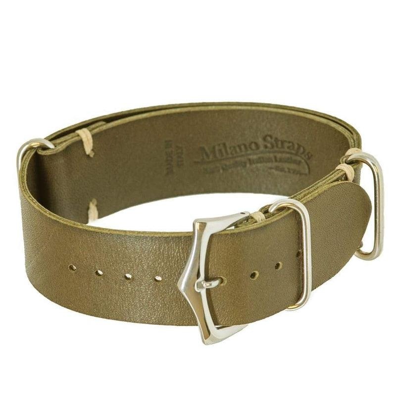 Military Watch Strap Olive Italian Leather